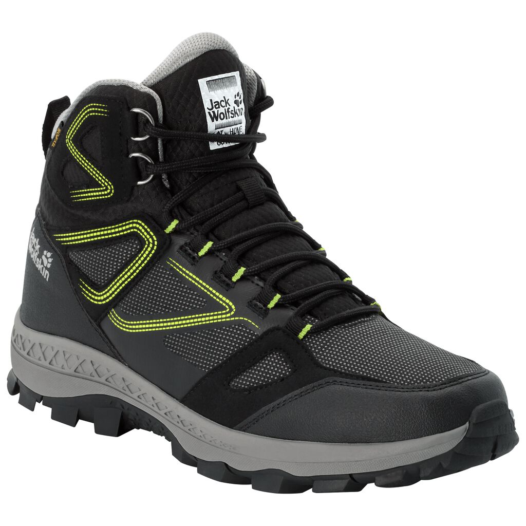 Jack Wolfskin DOWNHILL TEXAPORE MID ορειβατικα παπουτσια ανδρικα μαυρα/ανοιχτο πρασινο | GR6941080